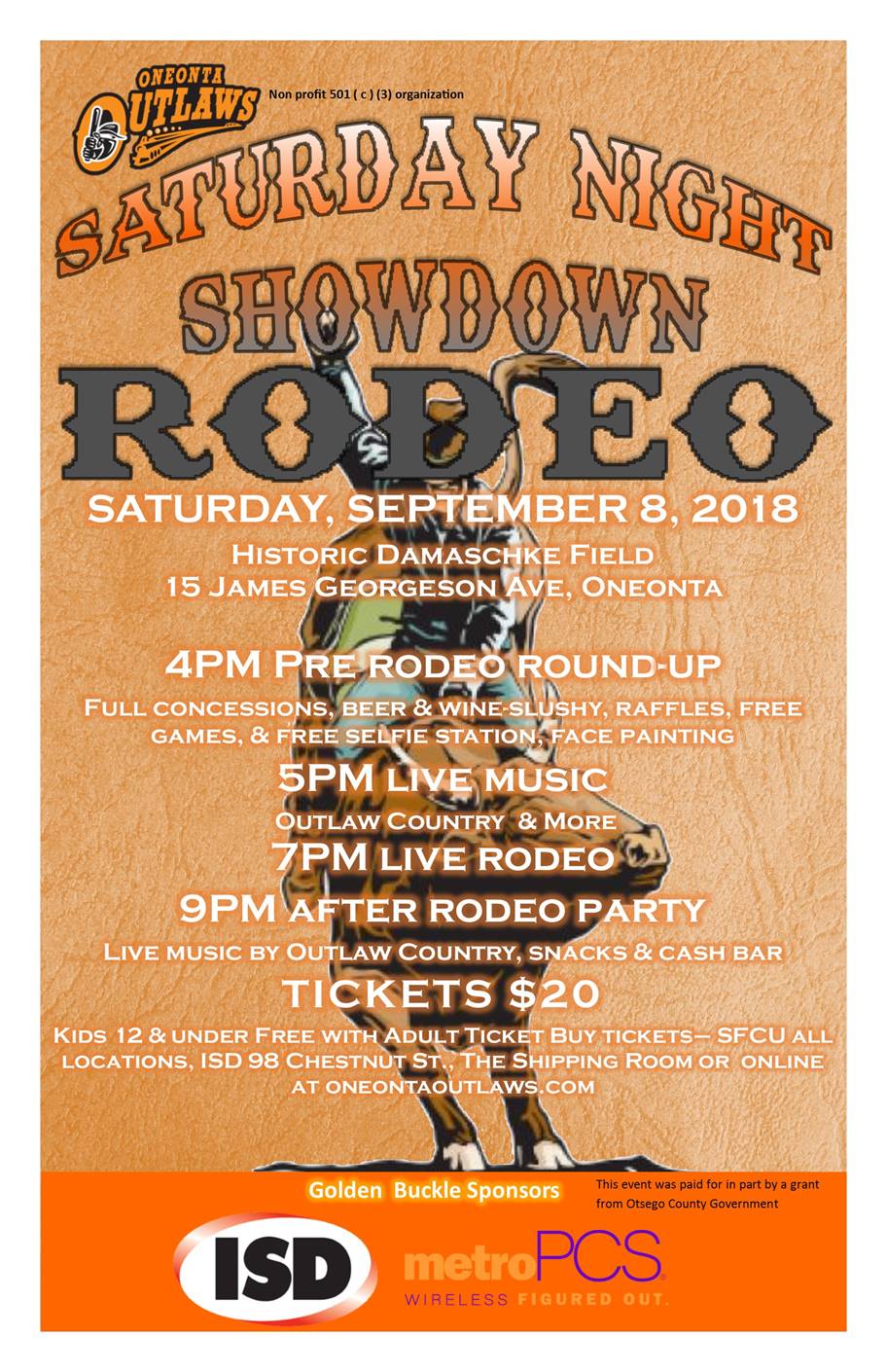 Oneonta Outlaws Saturday Night Rodeo and Chamber Weekly Update