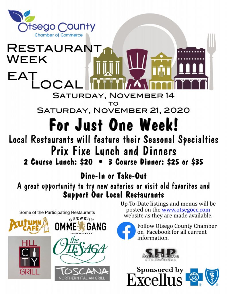 Eat Local RESTAURANT WEEK November 14 21, 2020. For Just One Week